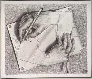 Credits: Escher, "Drawing Hands", litografia, 1948
